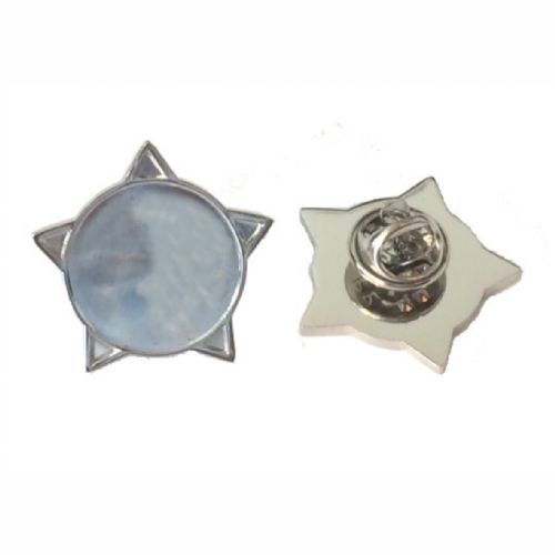 Superior Badge Blank star 18mm silver clutch fitting
